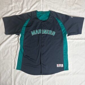 Seattle Mariners MLB True Fan Jersey Navy Blue Teal Northwest Green Mens Size 3X